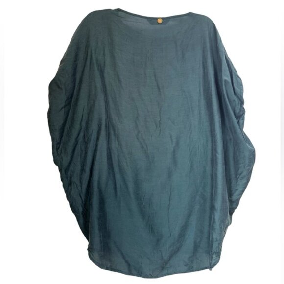 AGUA DE COCO Silk Cacoon Tunic Beach Cover Up Lyocell Flowey Top Dress Swimsuit - Picture 1 of 16